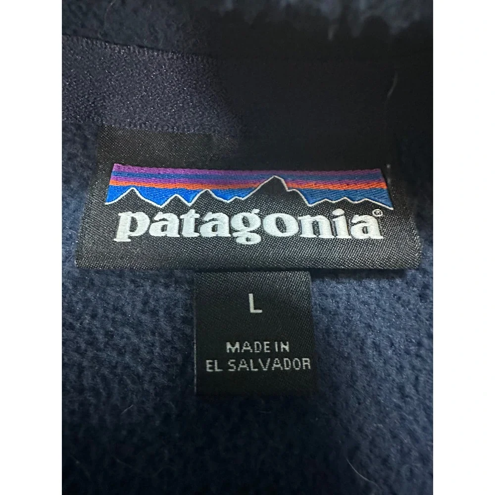 Patagonia Mens Micro D Quarter Zip Fleece Pullover Navy Blue Large L